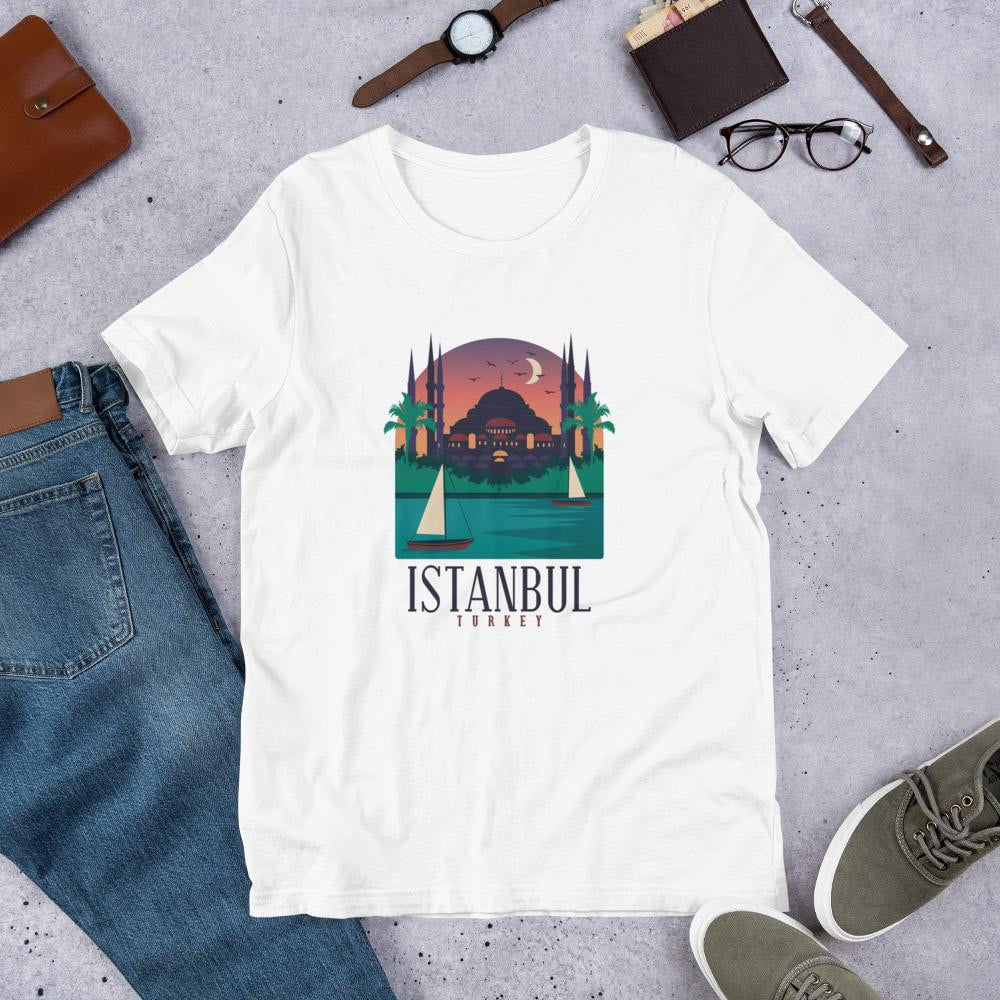 Istanbul Turkey Half Sleeve T-Shirt — White
