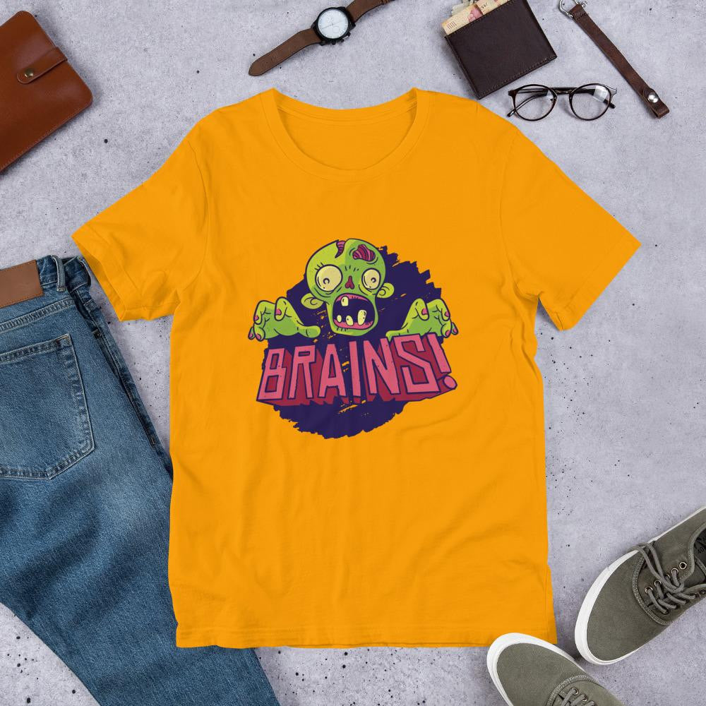 Zombie Brains Half Sleeve T-Shirt — Gold