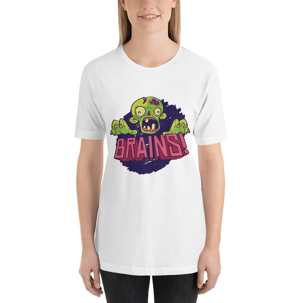 Zombie Brains Half Sleeve T-Shirt — White