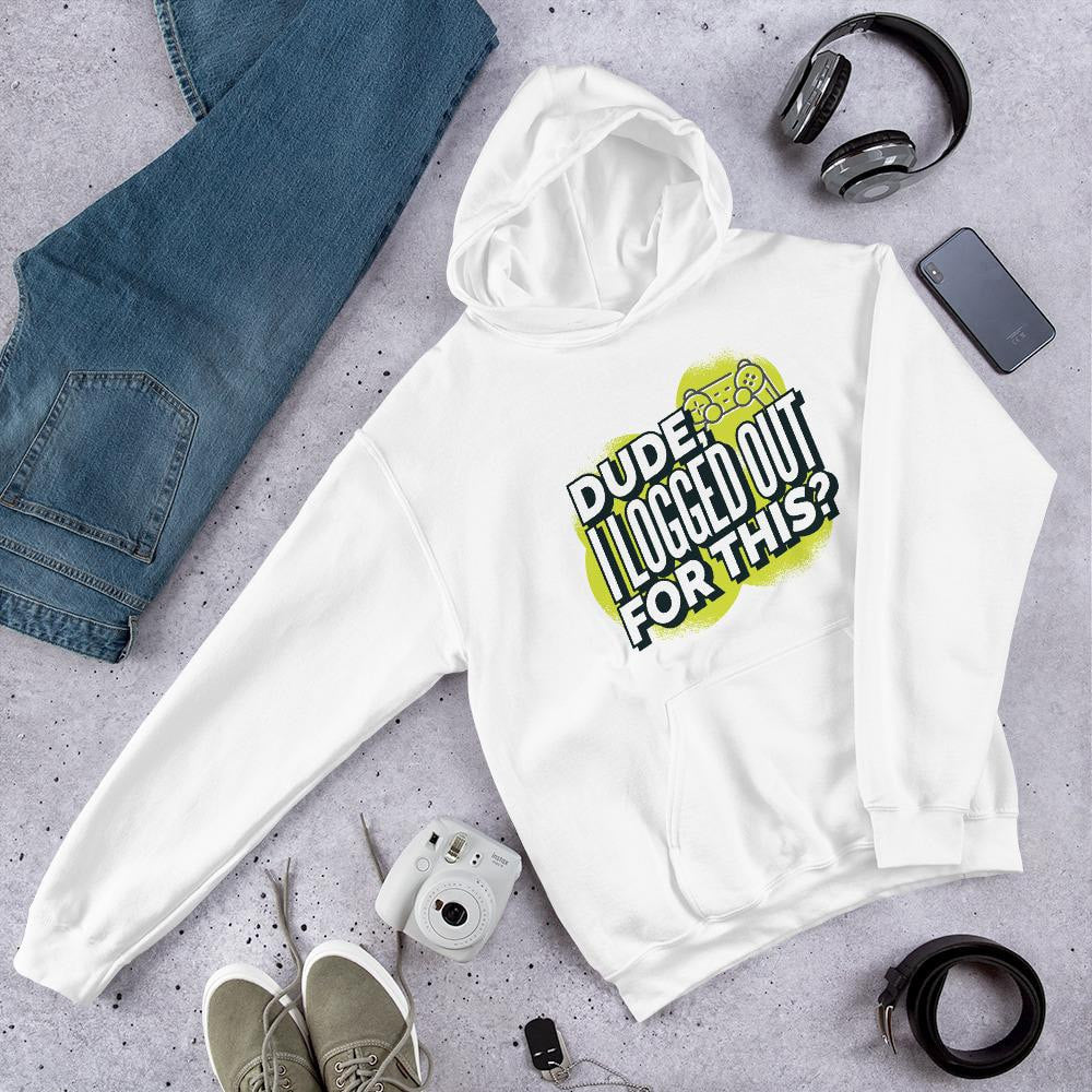 Logged Out Unisex Hooded Sweatshirt — White
