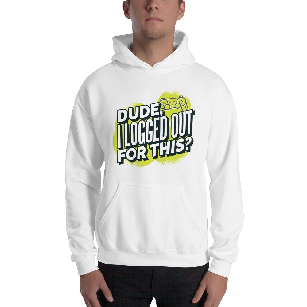 Logged Out Unisex Hooded Sweatshirt — back view