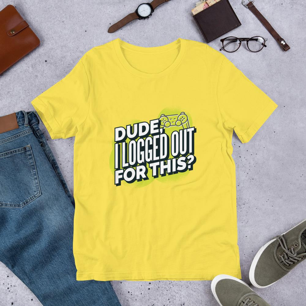 Logged Out Half Sleeve T-Shirt — Yellow