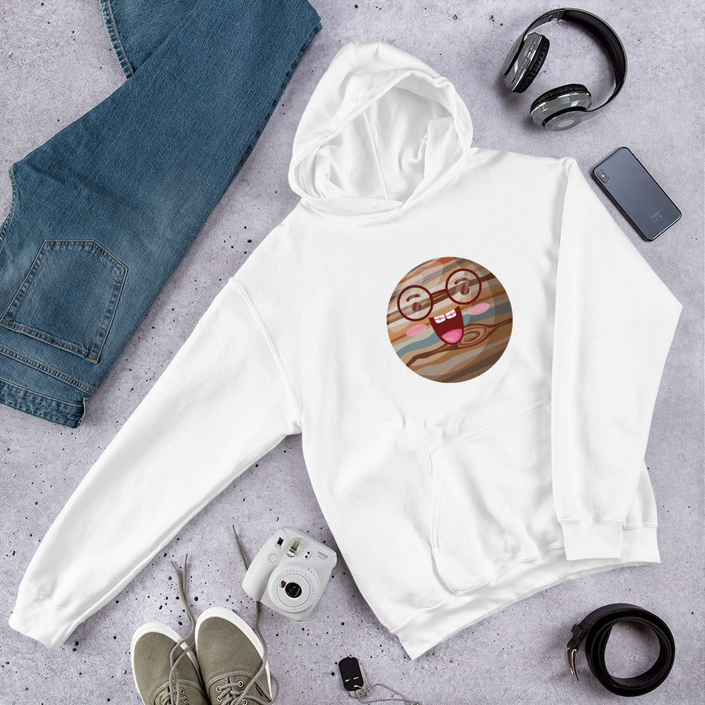 Jupiter Cartoon Unisex Hooded Sweatshirt — White