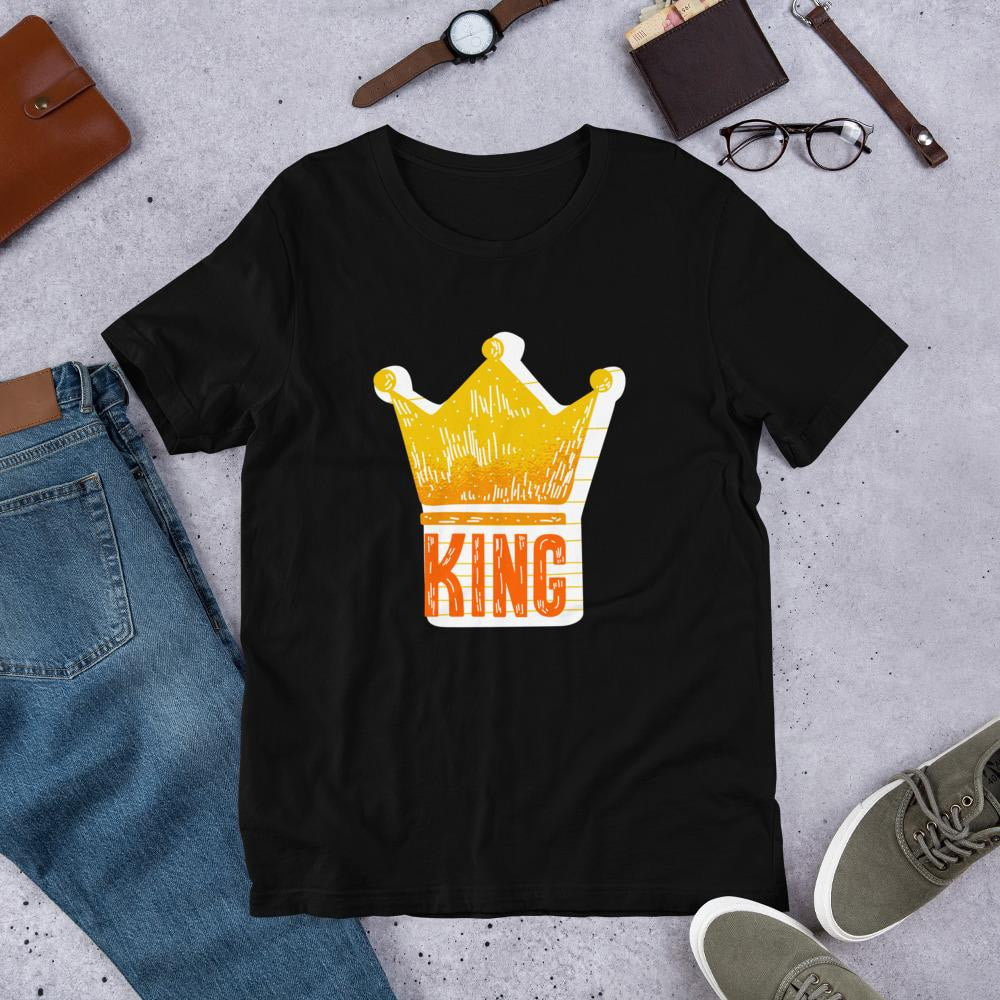 King With Crown Half Sleeve T-Shirt — Black