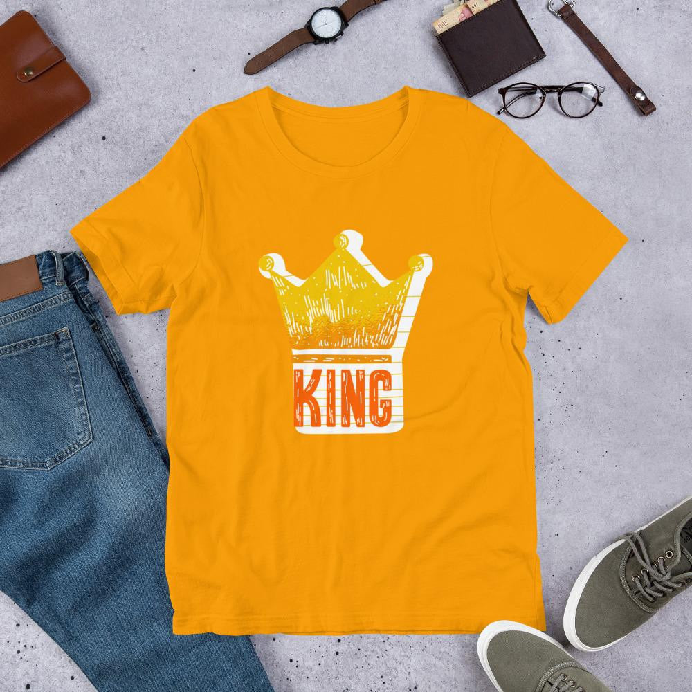 King With Crown Half Sleeve T-Shirt — Gold