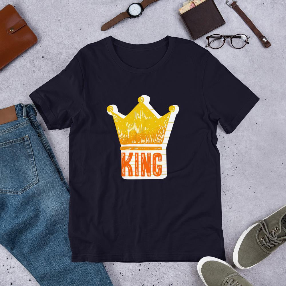 King With Crown Half Sleeve T-Shirt — Navy