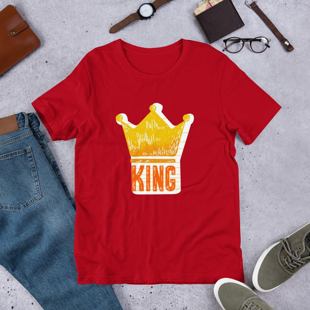 King With Crown Half Sleeve T-Shirt — Red