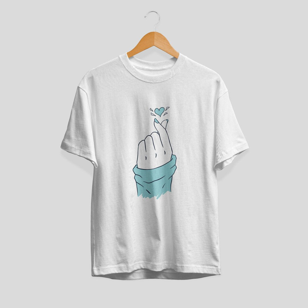 Korean Heart Unisex Half Sleeve T-Shirt — White