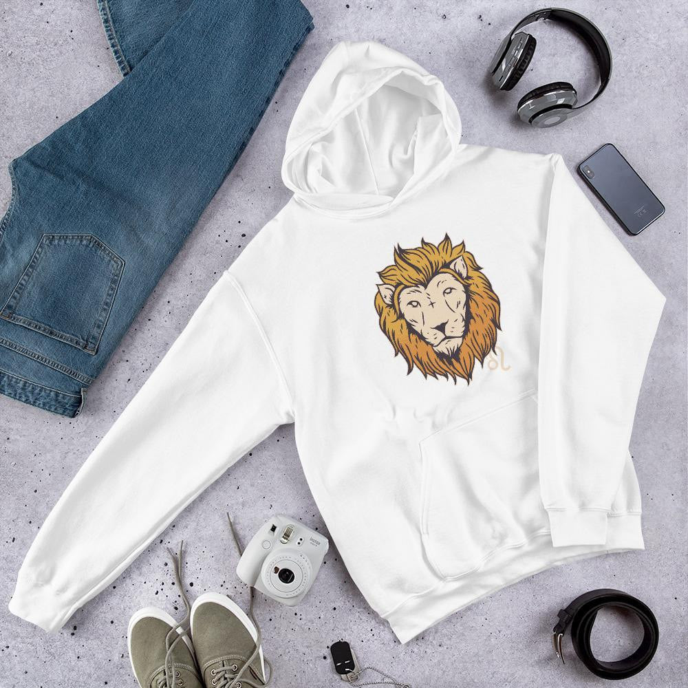 Leo Zodiac Unisex Hooded Sweatshirt — White