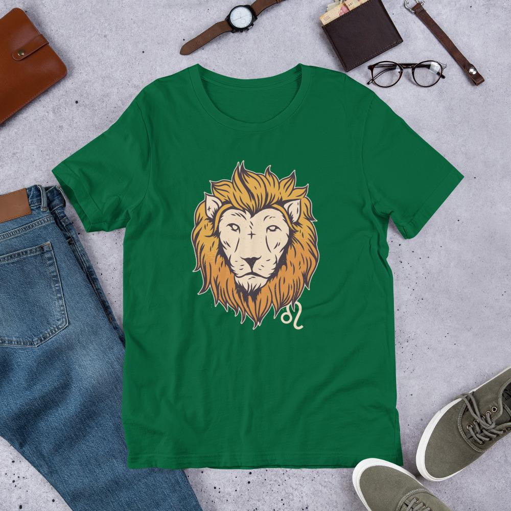 Leo Zodiac Half Sleeve T-Shirt — Green