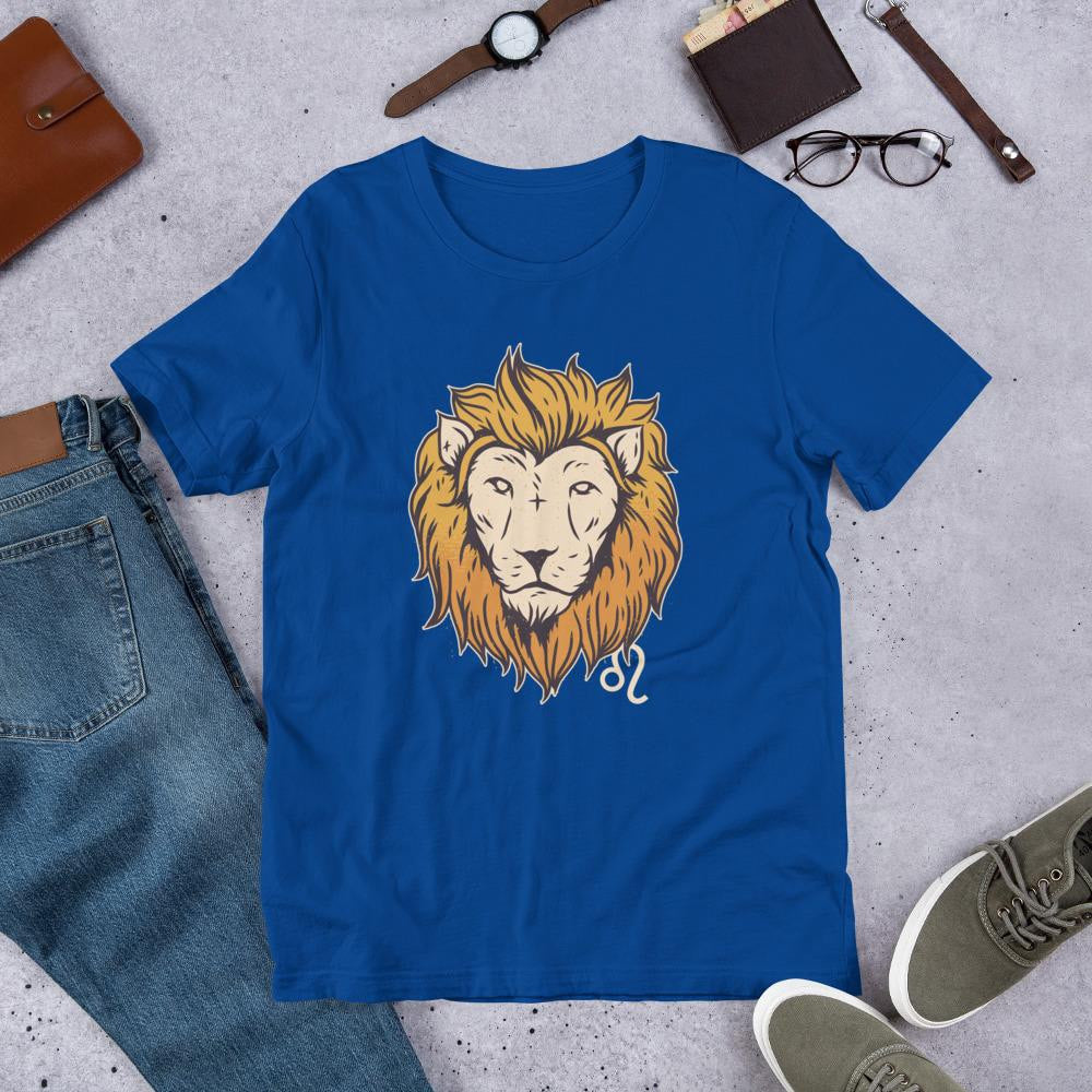 Leo Zodiac Half Sleeve T-Shirt — Blue