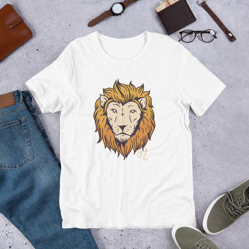 Leo Zodiac Half Sleeve T-Shirt — White