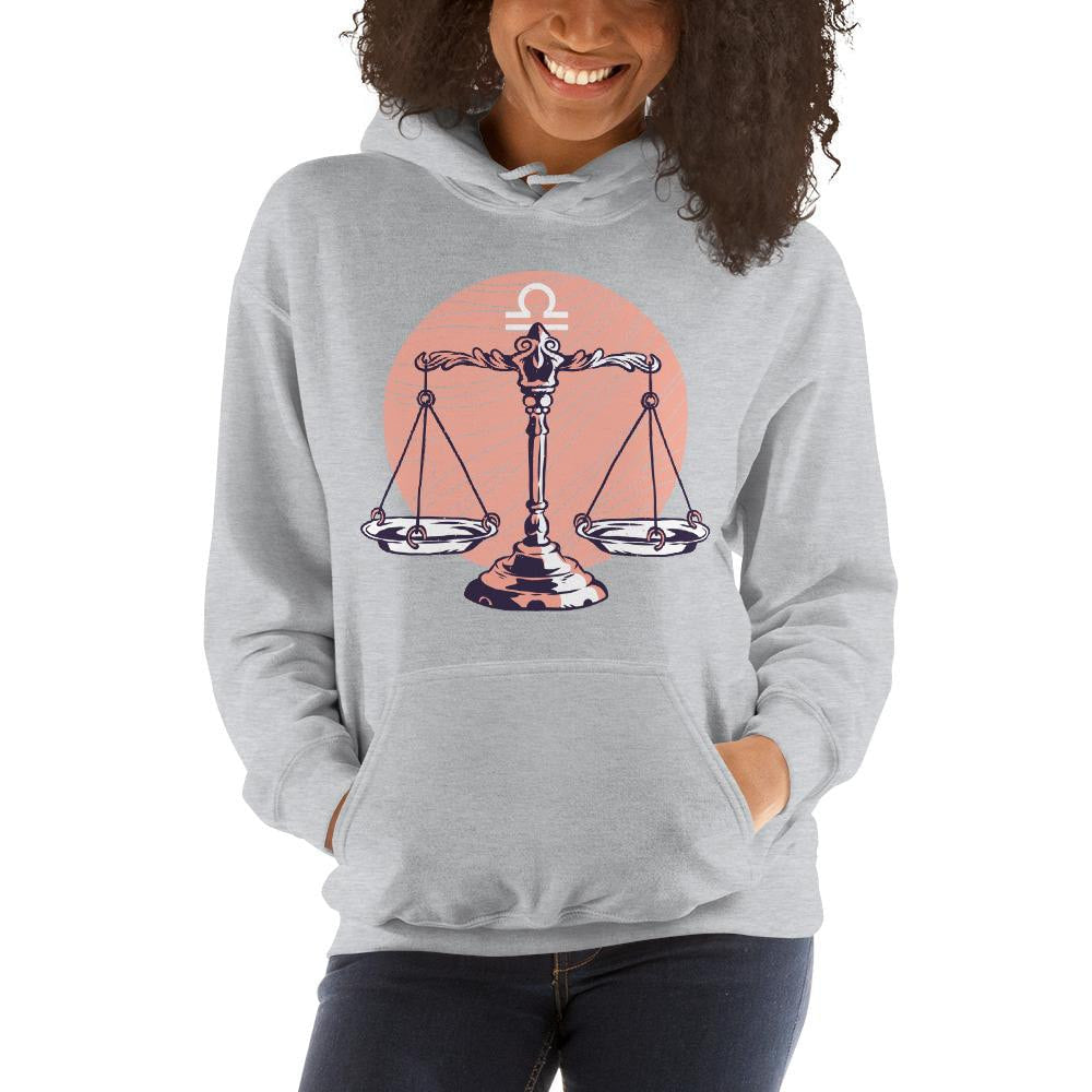 Libra Zodiac Unisex Hooded Sweatshirt — detail view 3