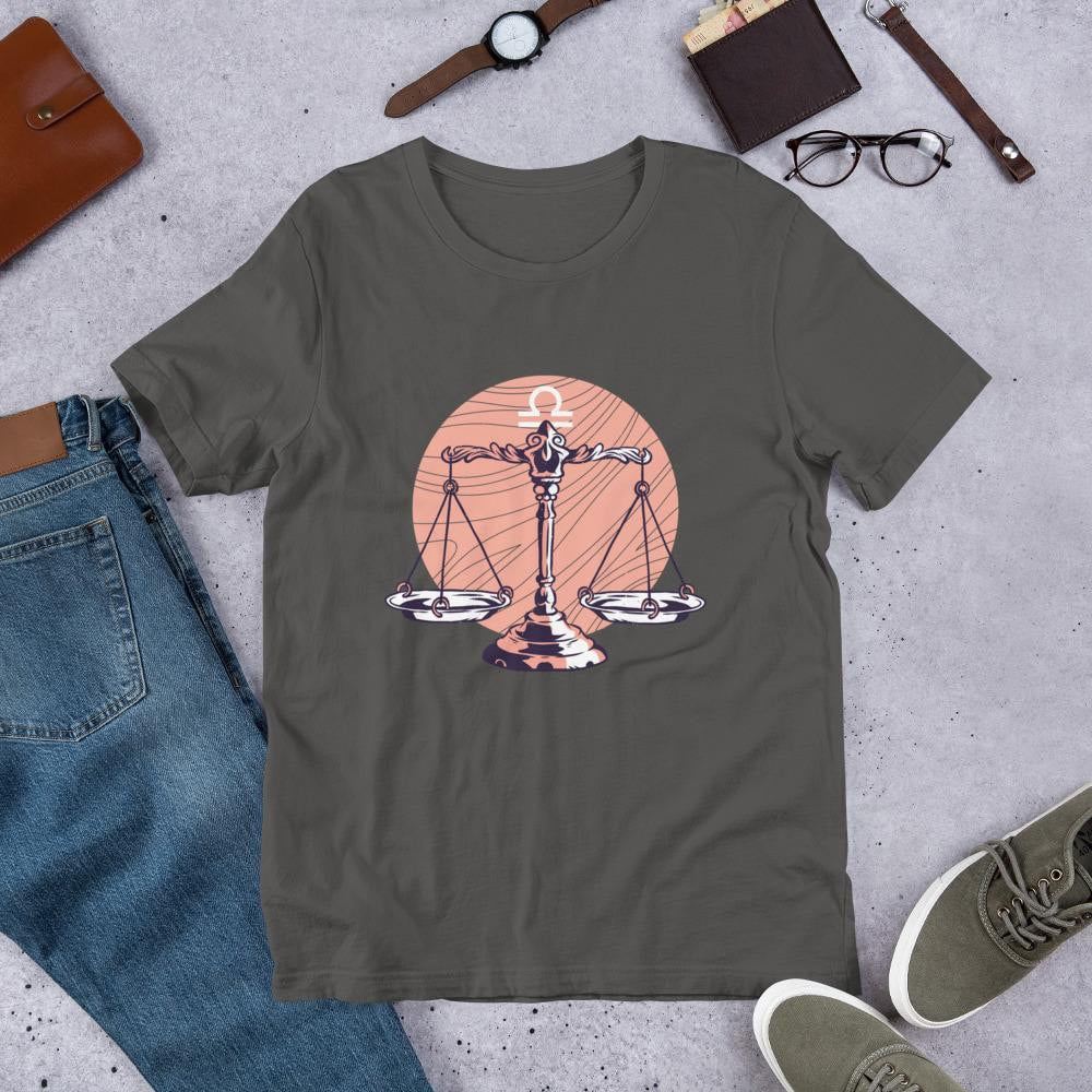 Libra Zodiac Half Sleeve T-Shirt — Charcoal