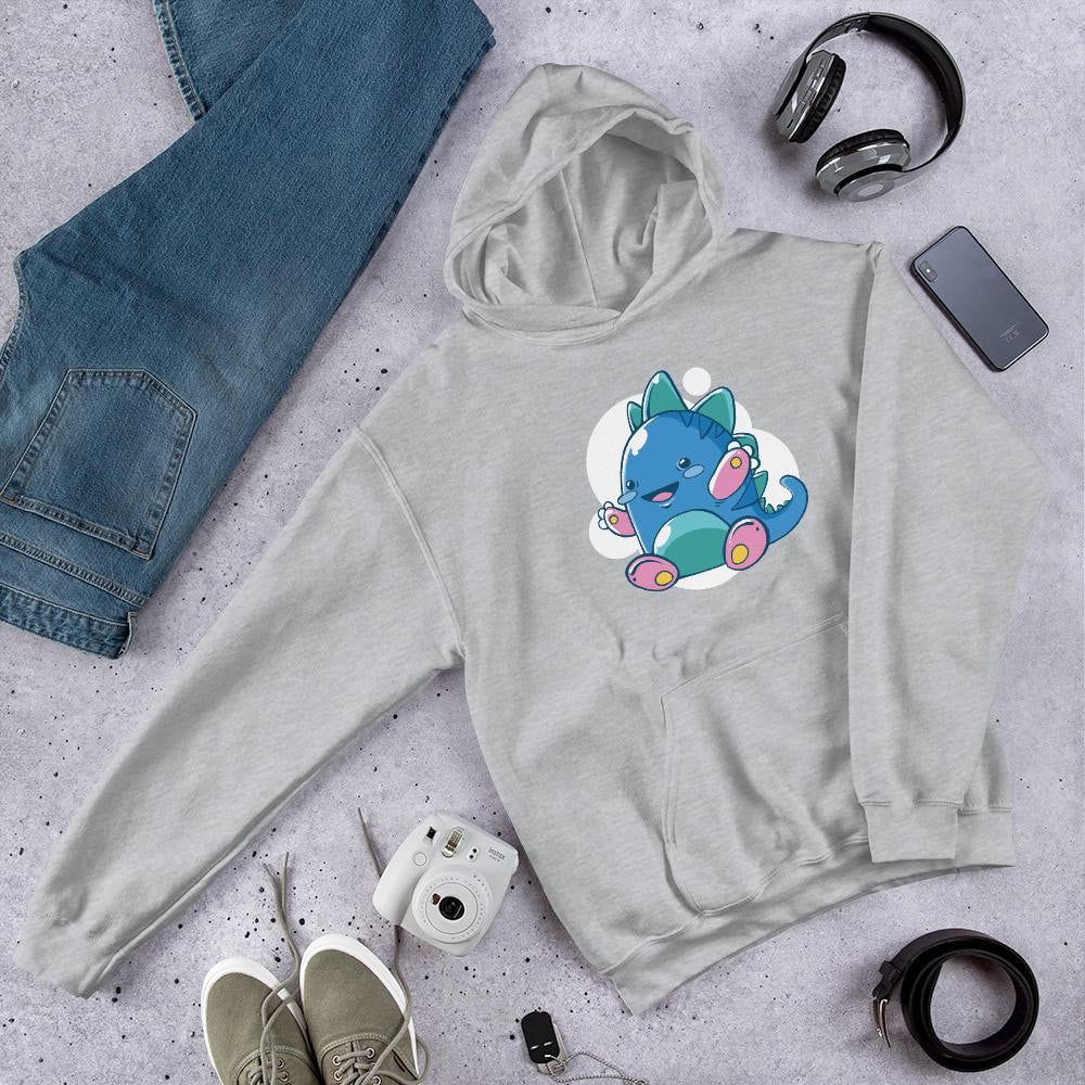 Baby Dino Unisex Hooded Sweatshirt — Grey
