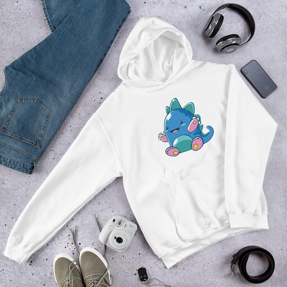Baby Dino Unisex Hooded Sweatshirt — White