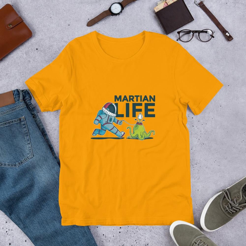 Martian Life half Sleeve T-Shirt — Gold