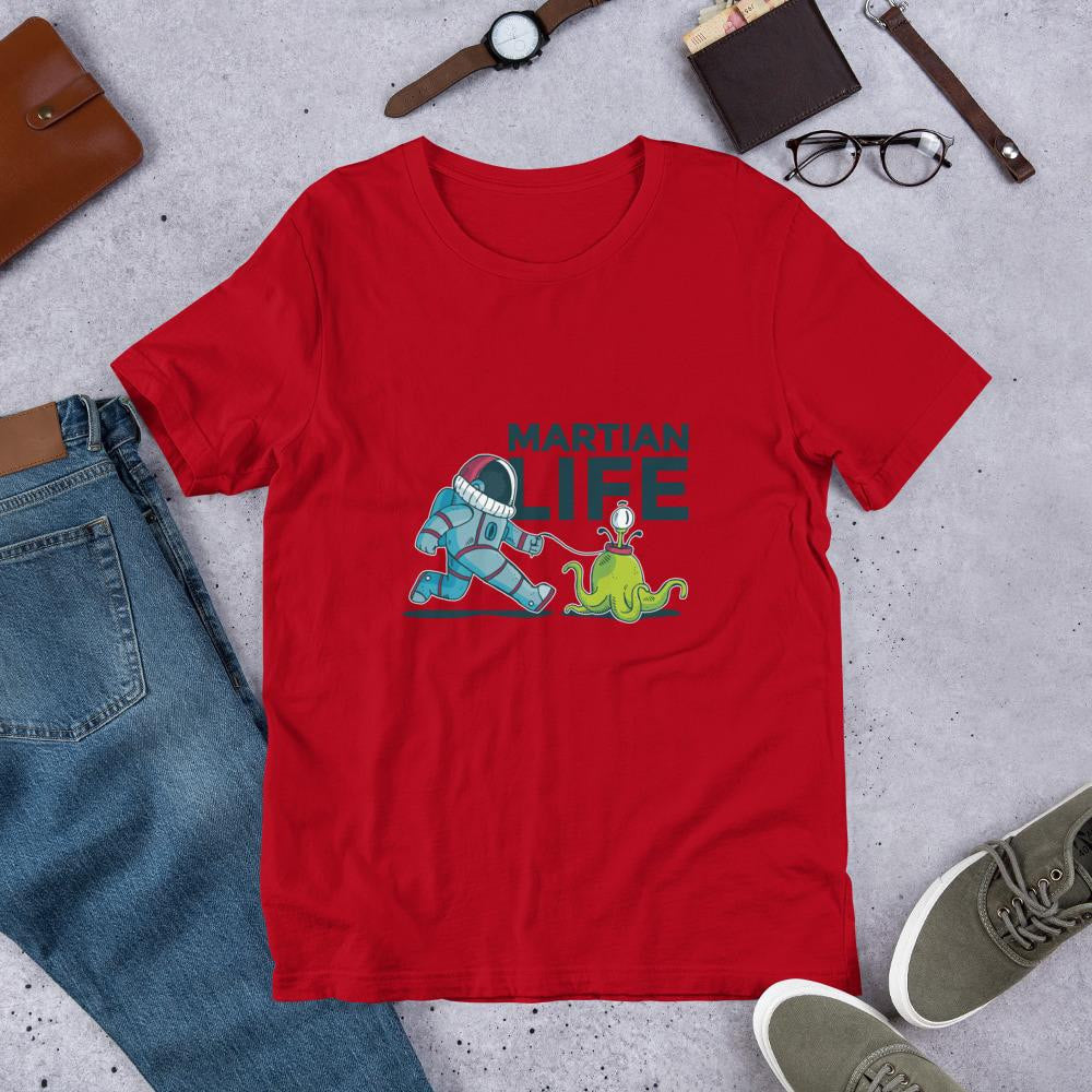 Martian Life half Sleeve T-Shirt — Red