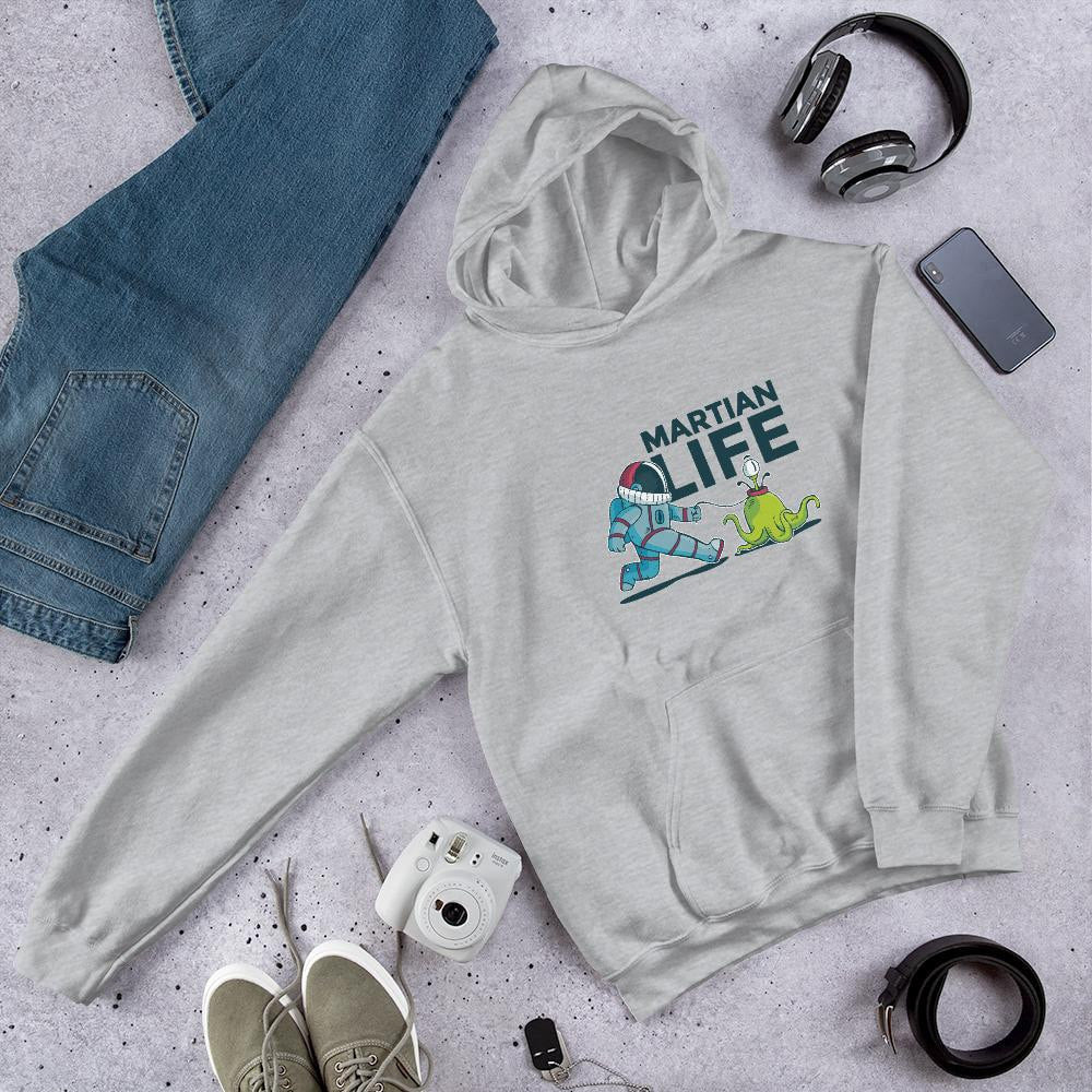 Martian Life Unisex Hooded Sweatshirt — Grey