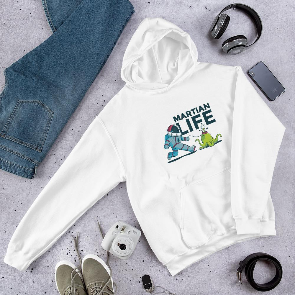 Martian Life Unisex Hooded Sweatshirt — White