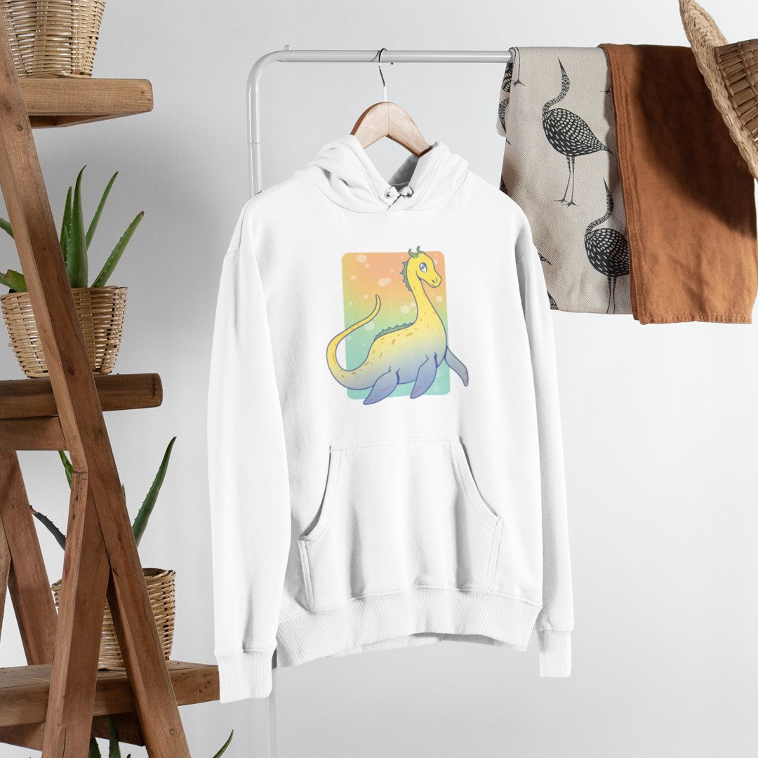 Loch Ness Monster Unisex Hooded Sweatshirt — White