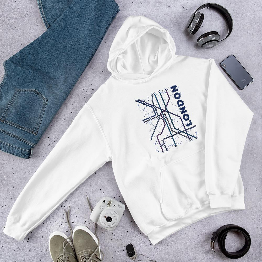 London Underground Unisex Hooded Sweatshirt — White