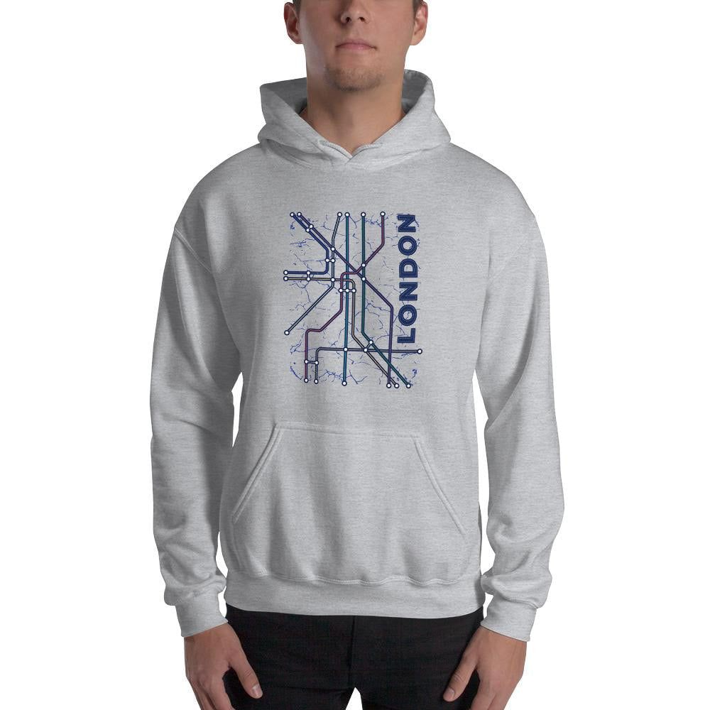 London Underground Unisex Hooded Sweatshirt — detail view 2