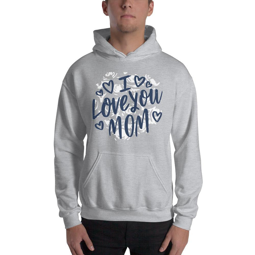 Love You Mom Unisex Hooded Sweatshirt — detail view 2