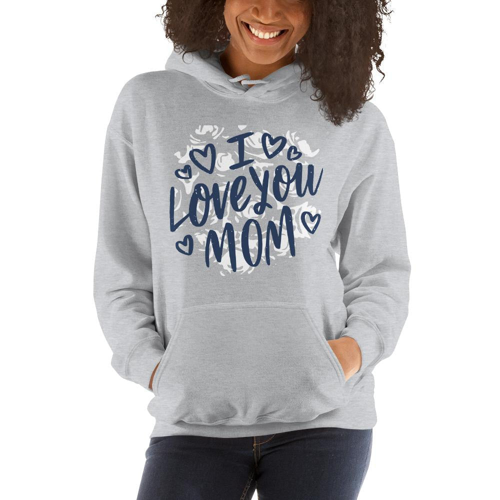 Love You Mom Unisex Hooded Sweatshirt — detail view 3