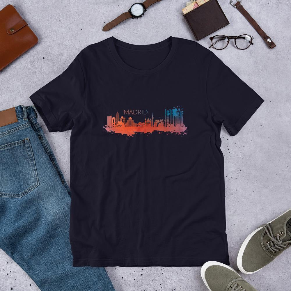 Madrid Skyline Half Sleeve T-Shirt — Navy