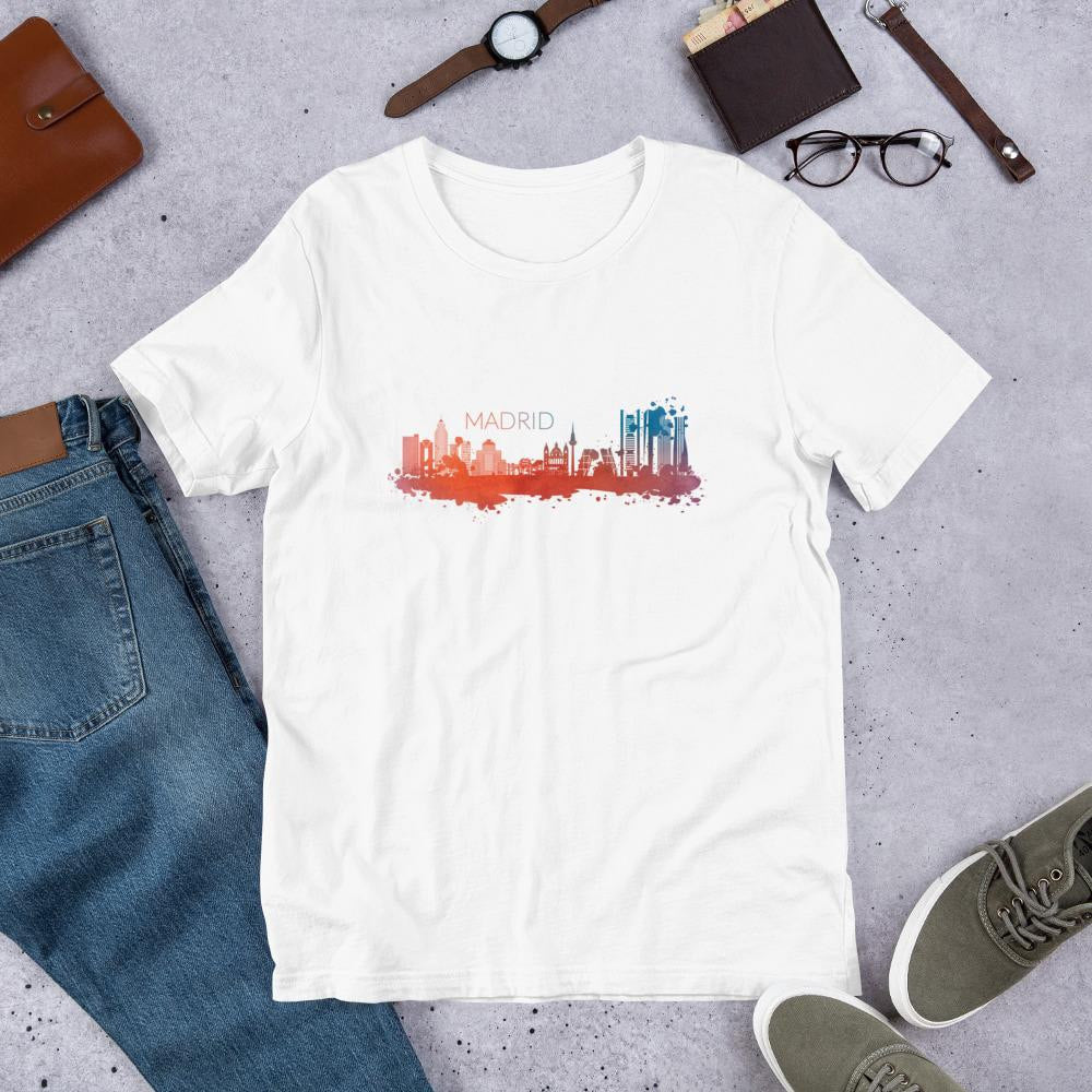 Madrid Skyline Half Sleeve T-Shirt — White