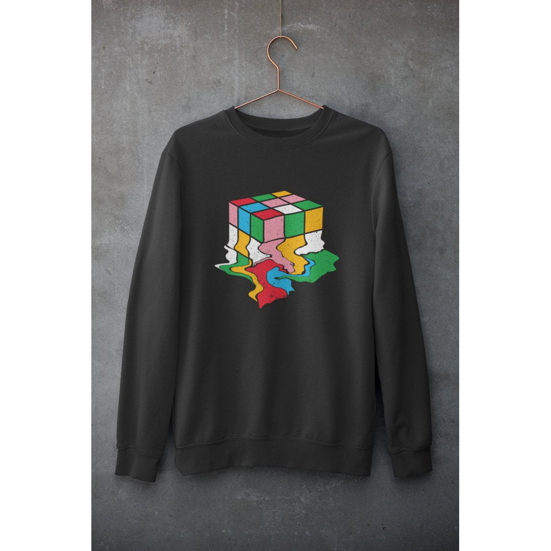 Melting Cube Unisex Sweatshirt — Black