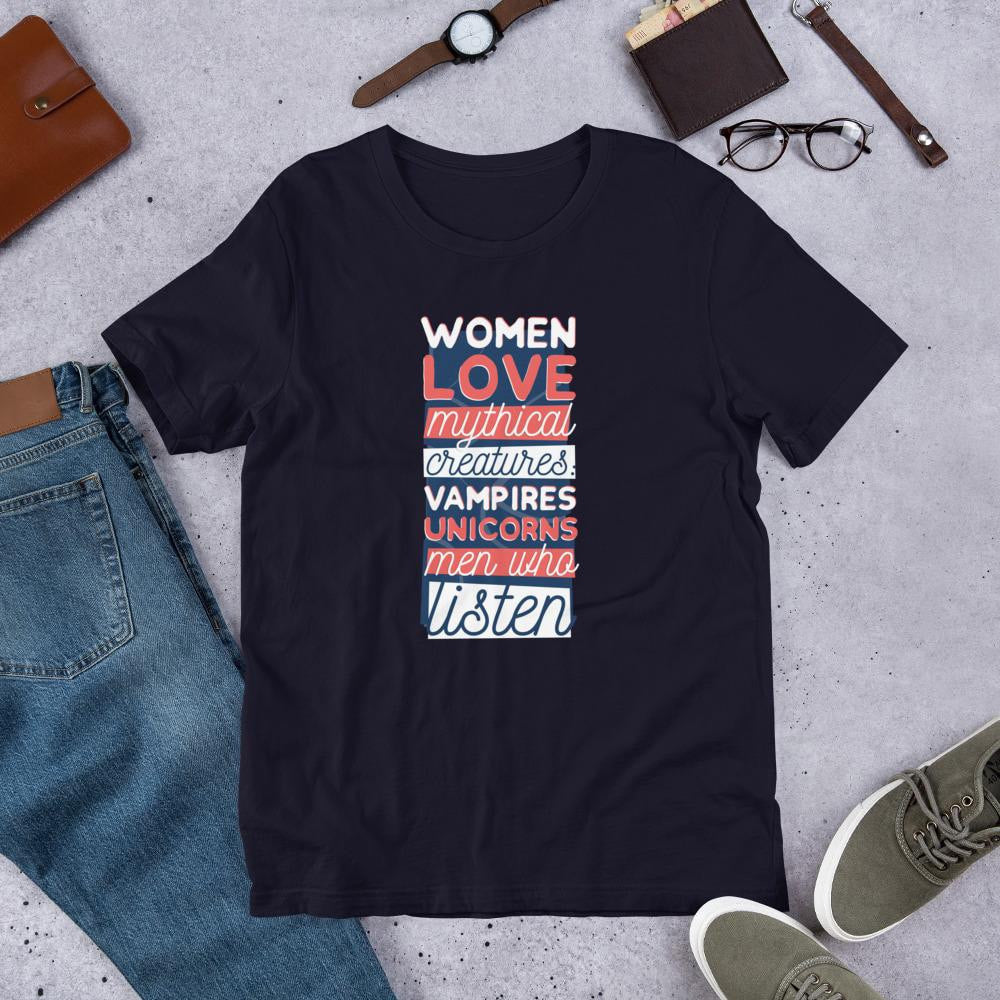 Men Who Listen Half Sleeve T-Shirt — Navy