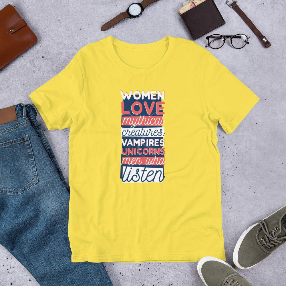 Men Who Listen Half Sleeve T-Shirt — Yellow