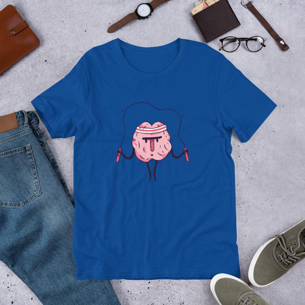 Jumping Rope Brain Half Sleeve T-Shirt — Blue