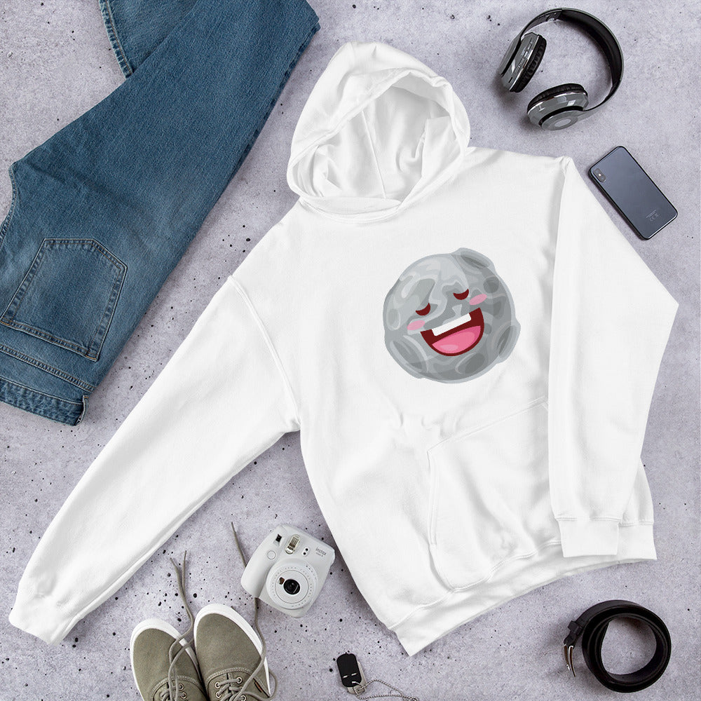 Moon Cartoon Unisex Hooded Sweatshirt — White