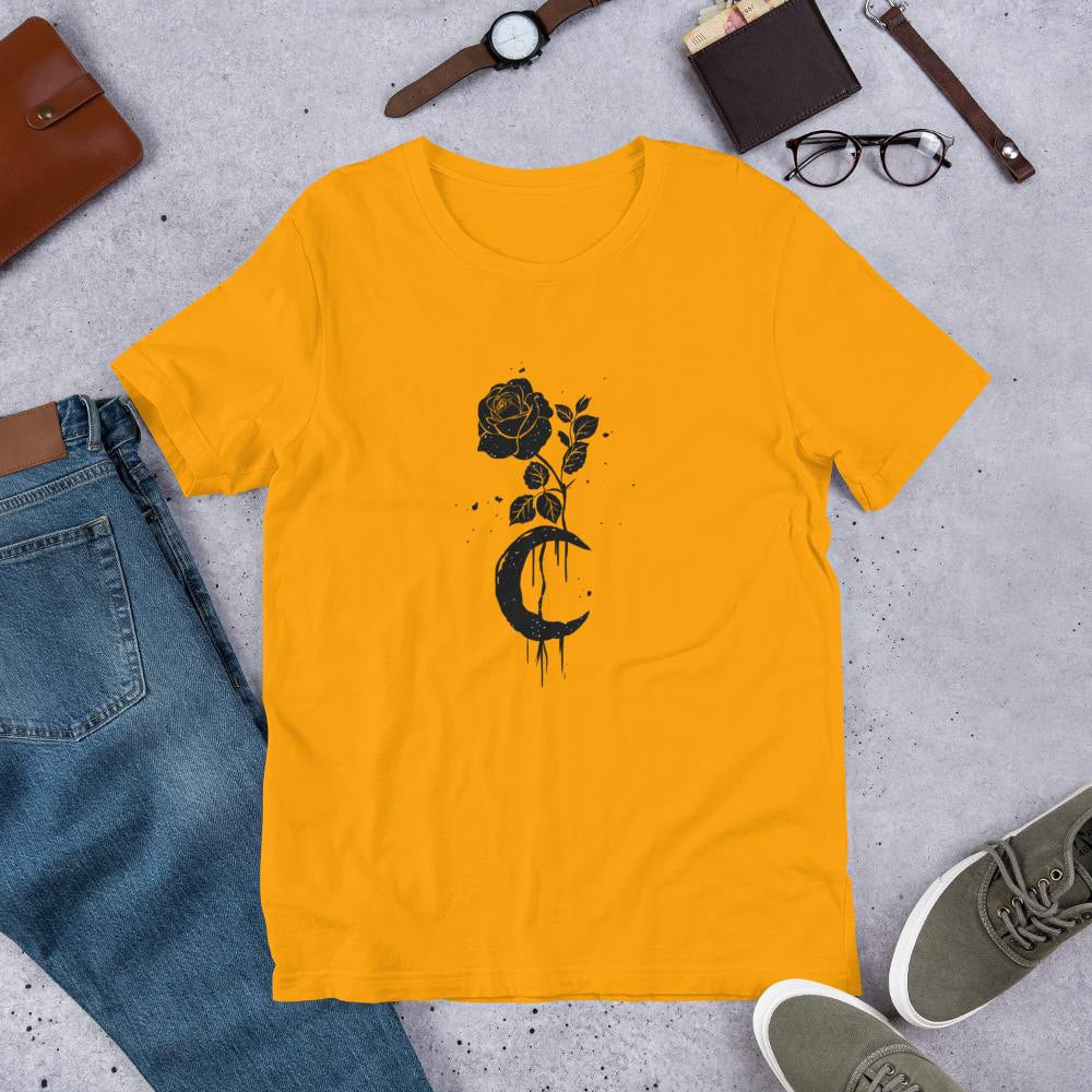 Moon Rose Half Sleeve T-Shirt — Gold