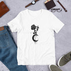 Moon Rose Half Sleeve T-Shirt — White