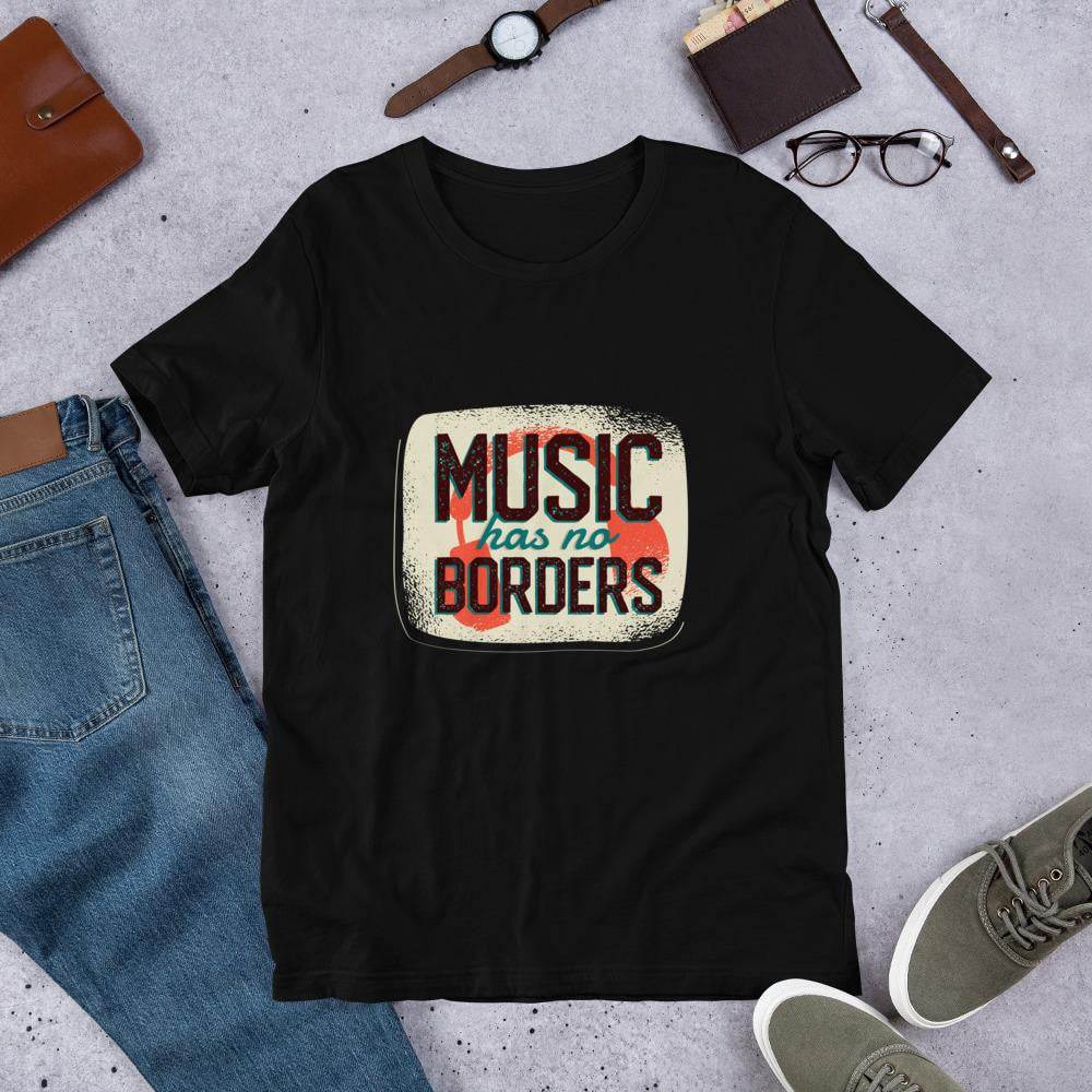 Music Has No Borders Half Sleeve T-Shirt — Black