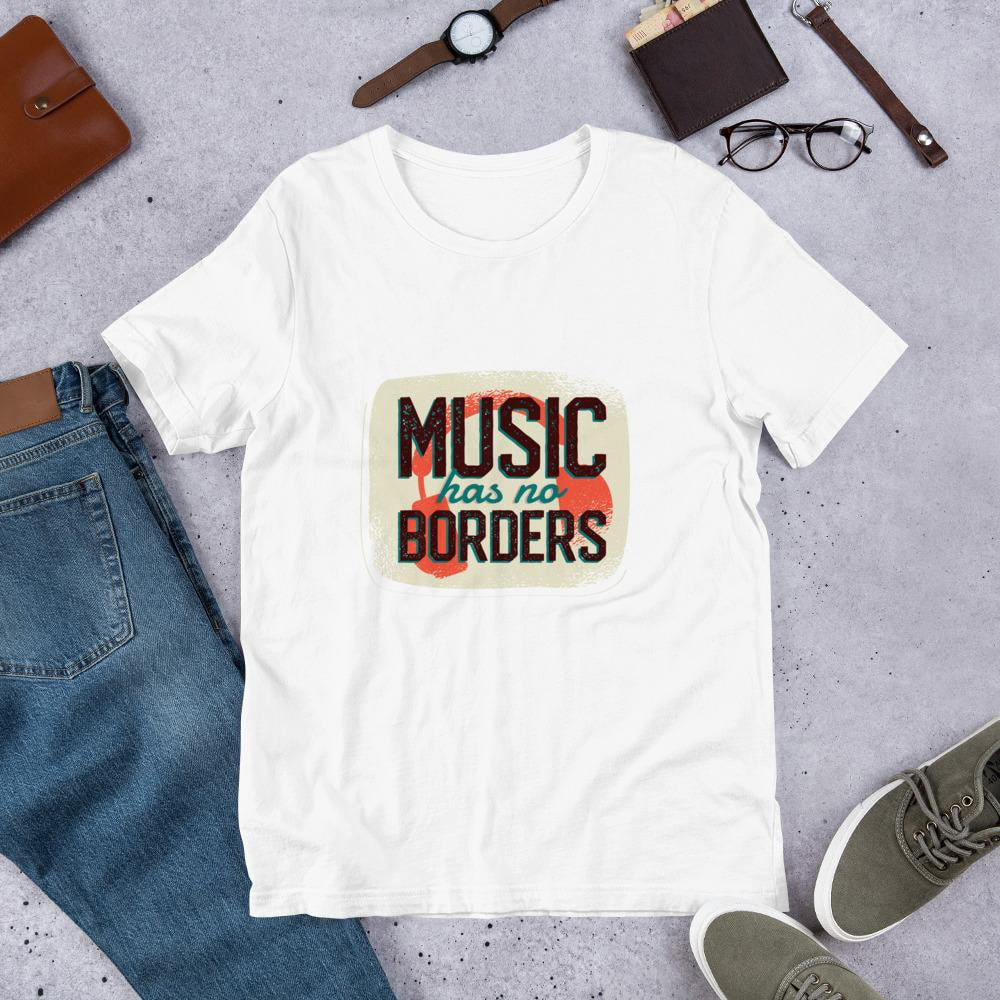 Music Has No Borders Half Sleeve T-Shirt — White