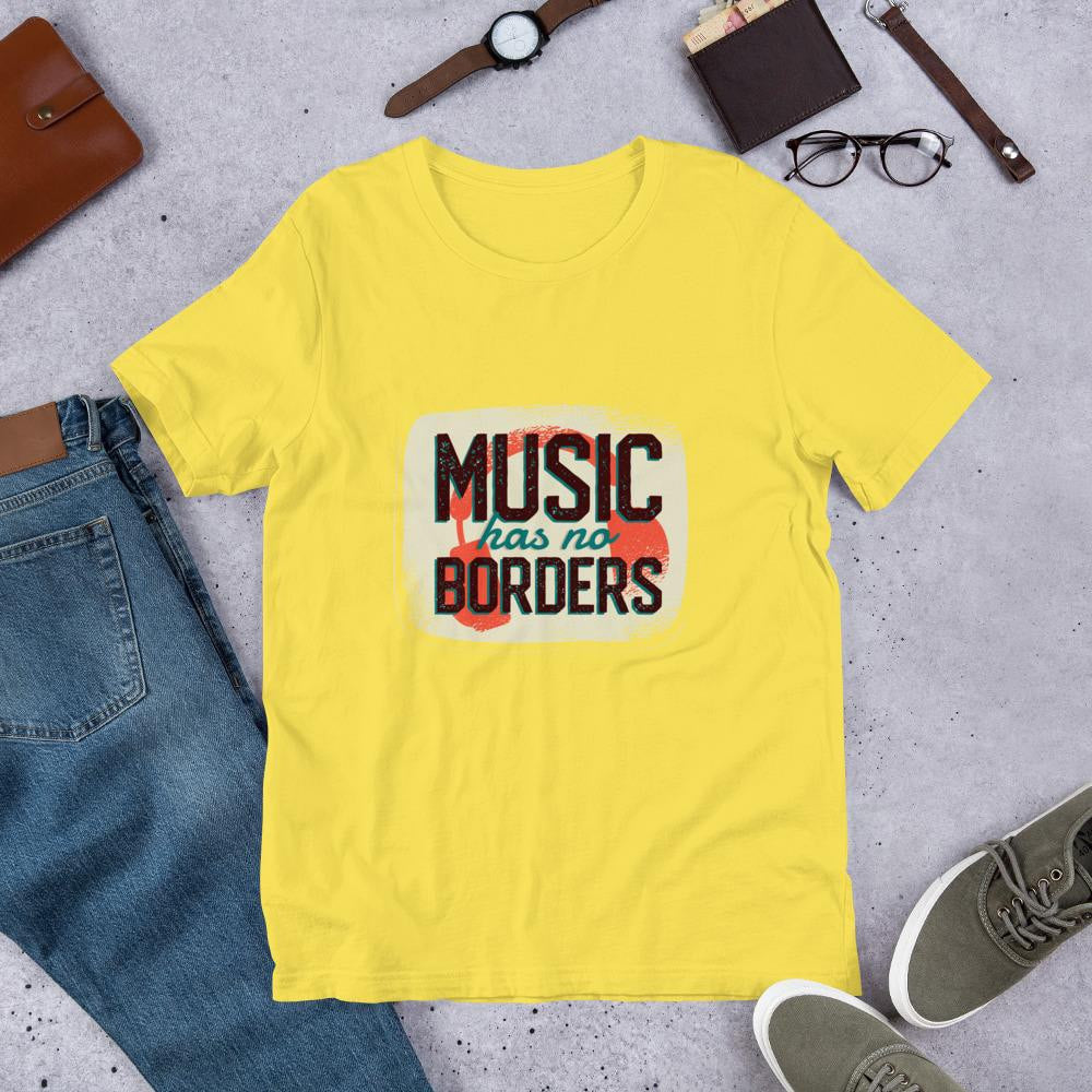 Music Has No Borders Half Sleeve T-Shirt — Yellow