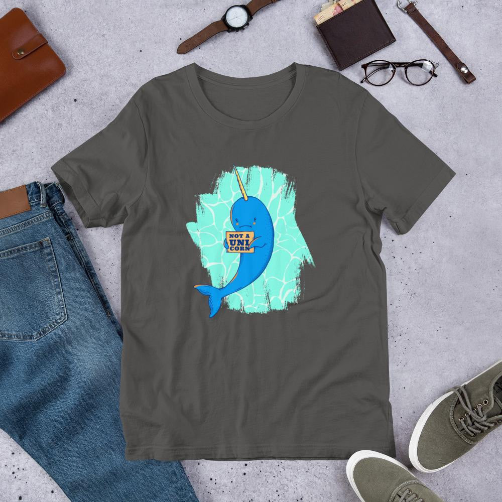 Unicorn Whale Half Sleeve T-Shirt — Charcoal