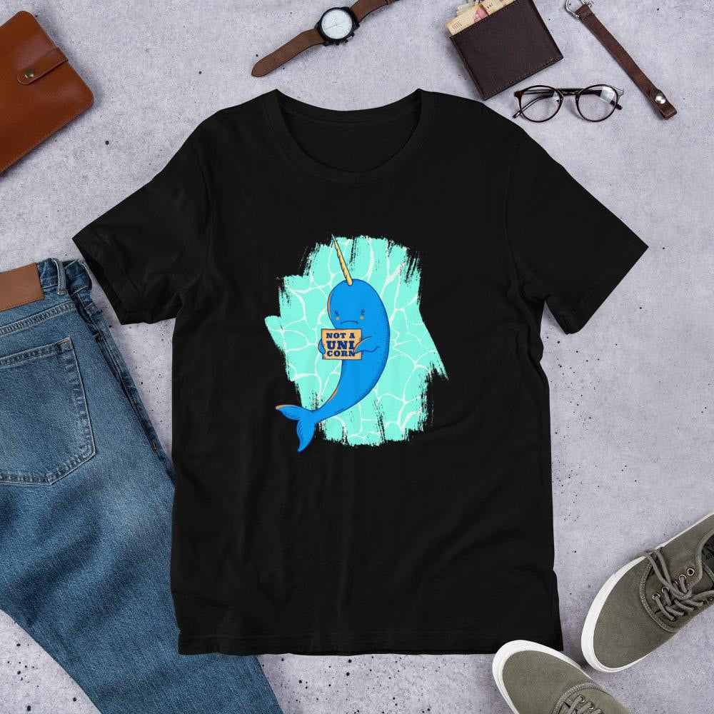 Unicorn Whale Half Sleeve T-Shirt — Black