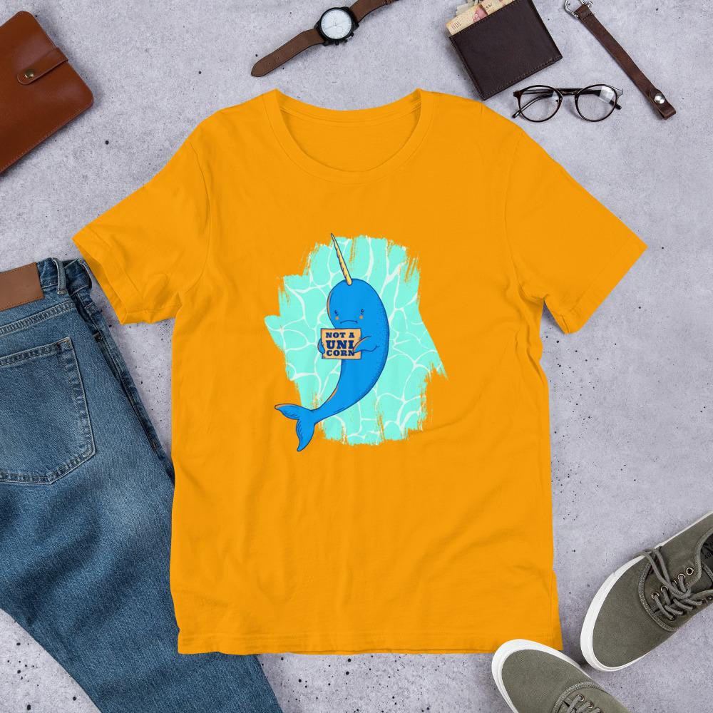 Unicorn Whale Half Sleeve T-Shirt — Gold