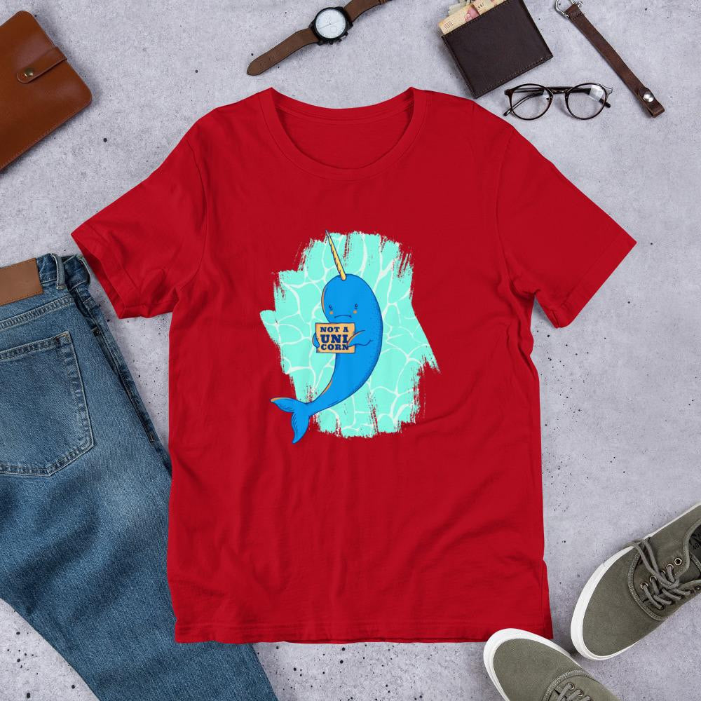 Unicorn Whale Half Sleeve T-Shirt — Red