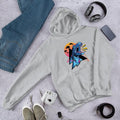 Neon Dinosaur Unisex Hooded Sweatshirt — Grey