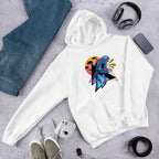 Neon Dinosaur Unisex Hooded Sweatshirt — White