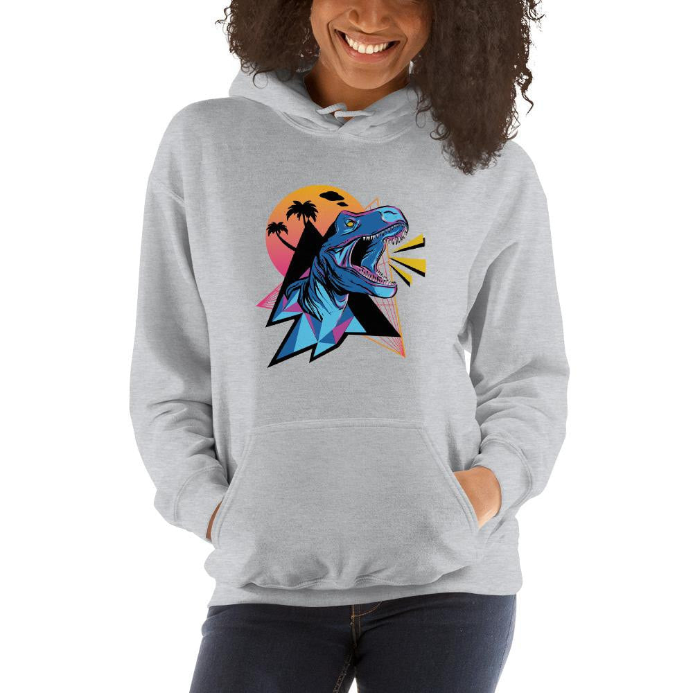 Neon Dinosaur Unisex Hooded Sweatshirt — detail view 3