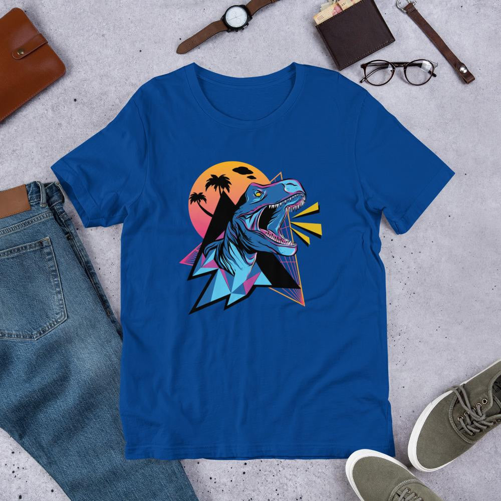 Neon Dino Half Sleeve T-Shirt — Blue