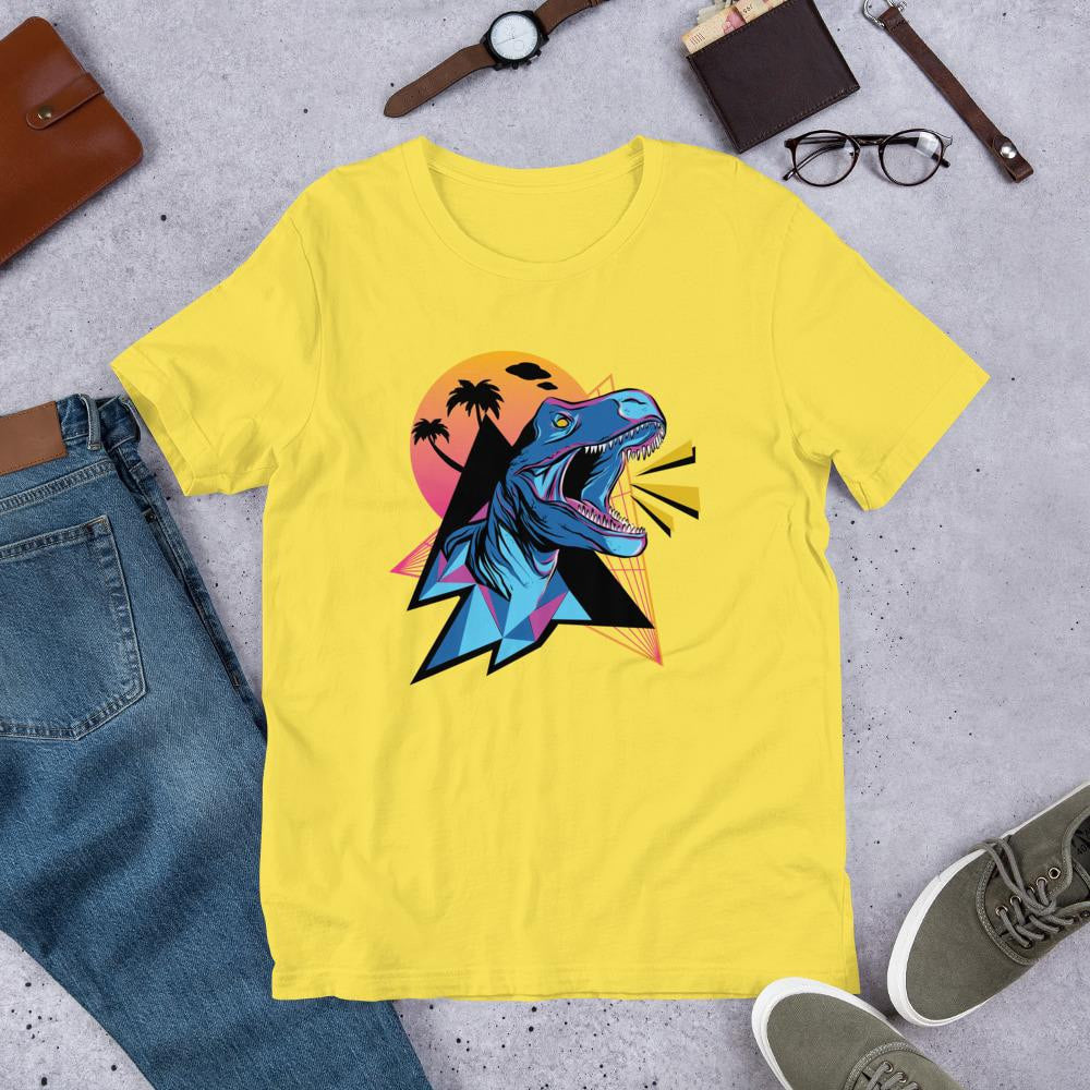 Neon Dino Half Sleeve T-Shirt — Yellow